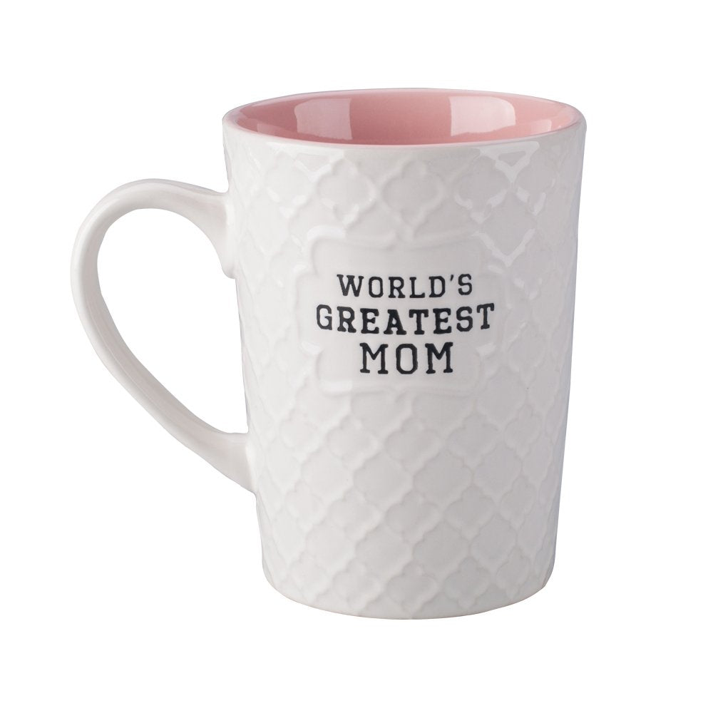 Ynsfree World's Greatest Mom 16oz mug front view, ideal for morning coffee rituals.