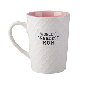 Ynsfree World's Greatest Mom 16oz mug front view, ideal for morning coffee rituals.