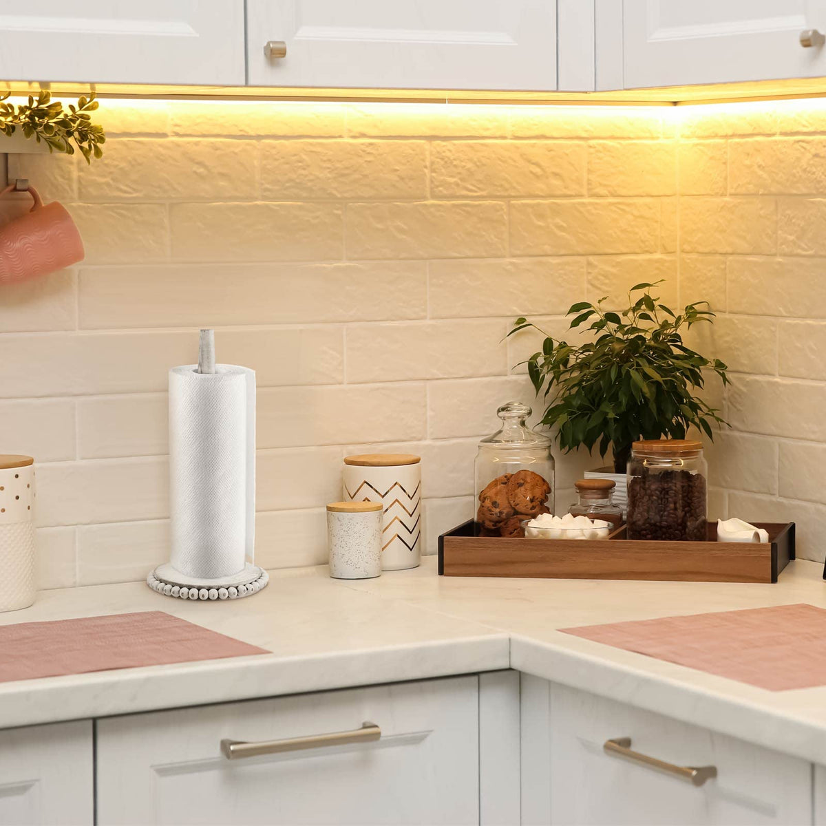 Yoande paper towel holder enhances dining table setups with tidy towels