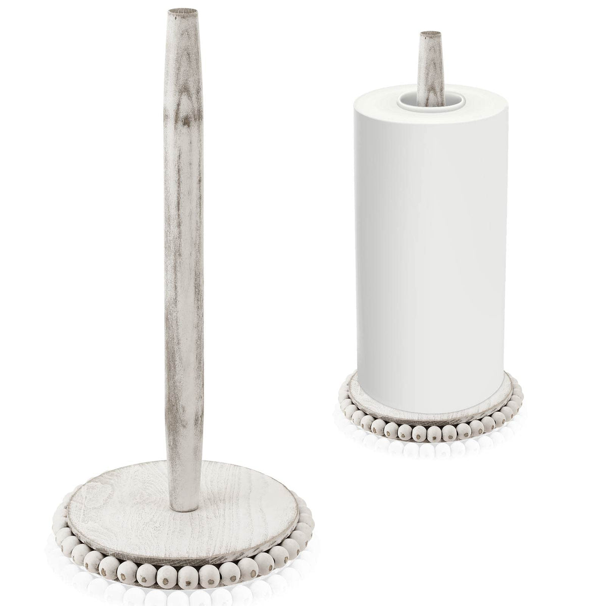Yoande farmhouse paper towel holder with white base keeps towels accessible on kitchen counters