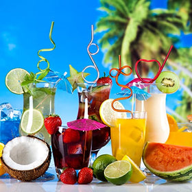 Yoande party-straws for juice and milk drinks add color.