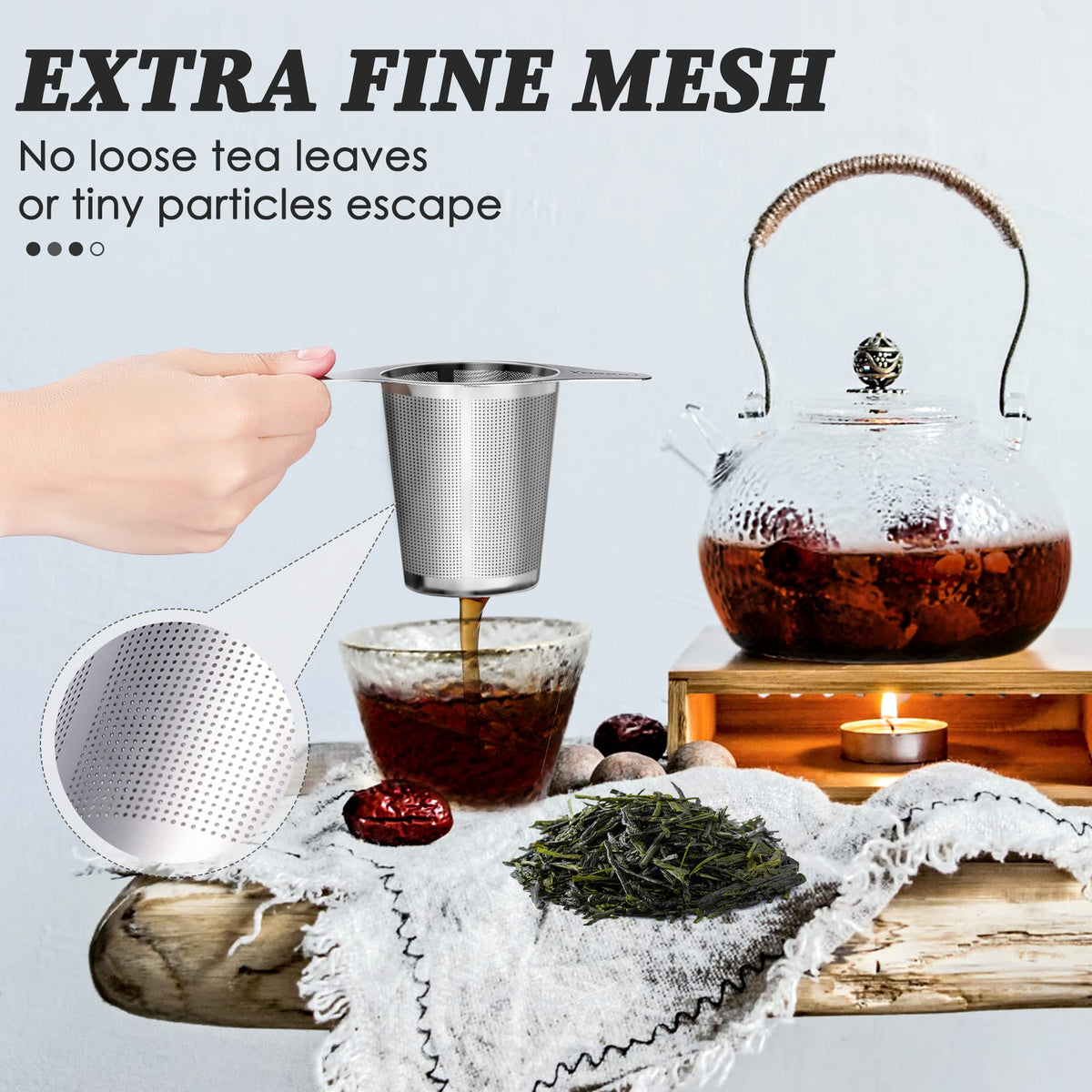 Yoassi 18/8 stainless steel infuser keeps flavors pure and odor-free.