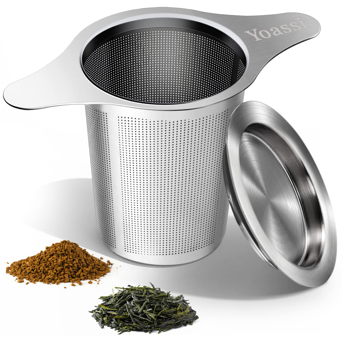 Yoassi extra-fine tea infuser with large capacity for full-flavor brews.