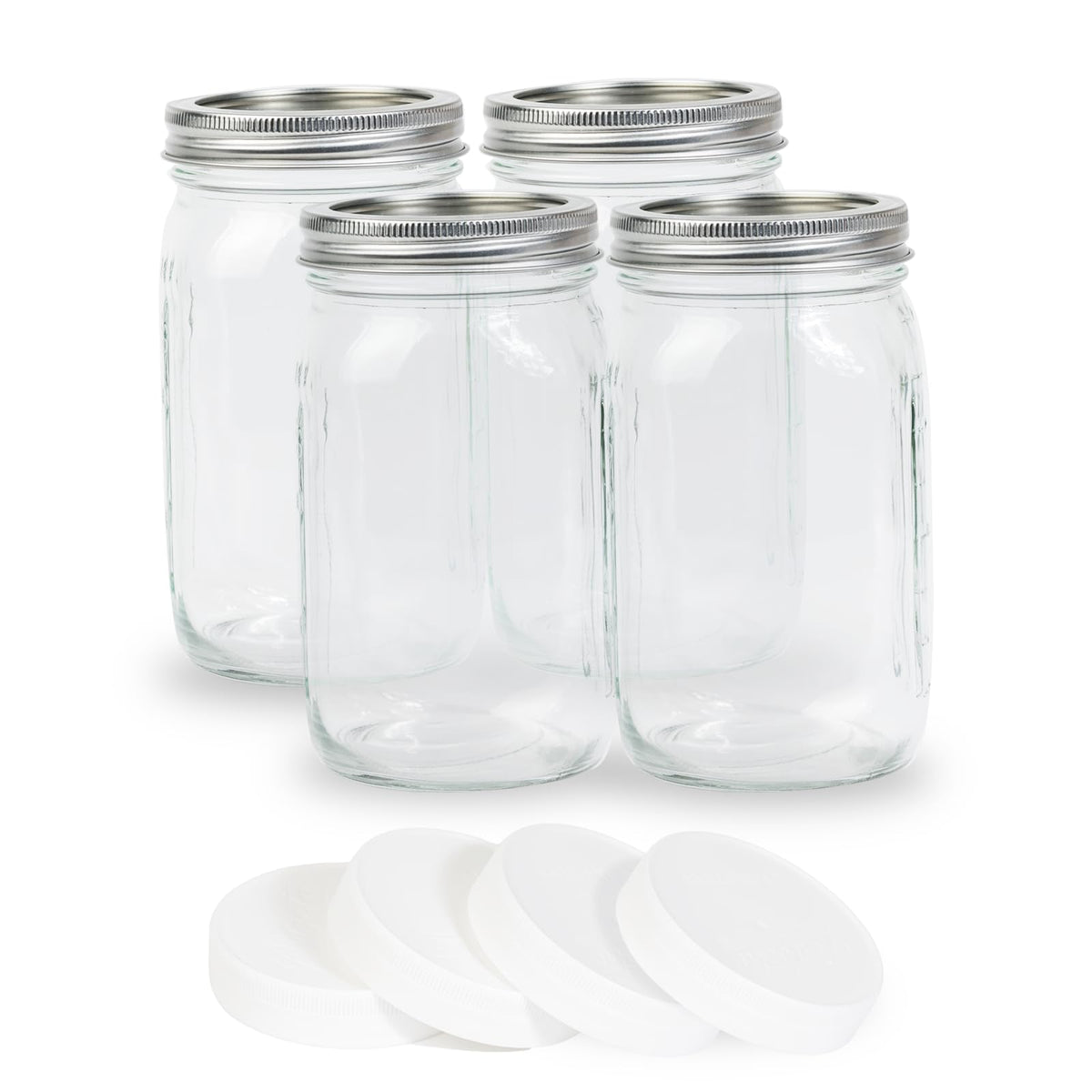 Yodecy 4-pack 32 oz wide-mouth jars ready for batch storage.
