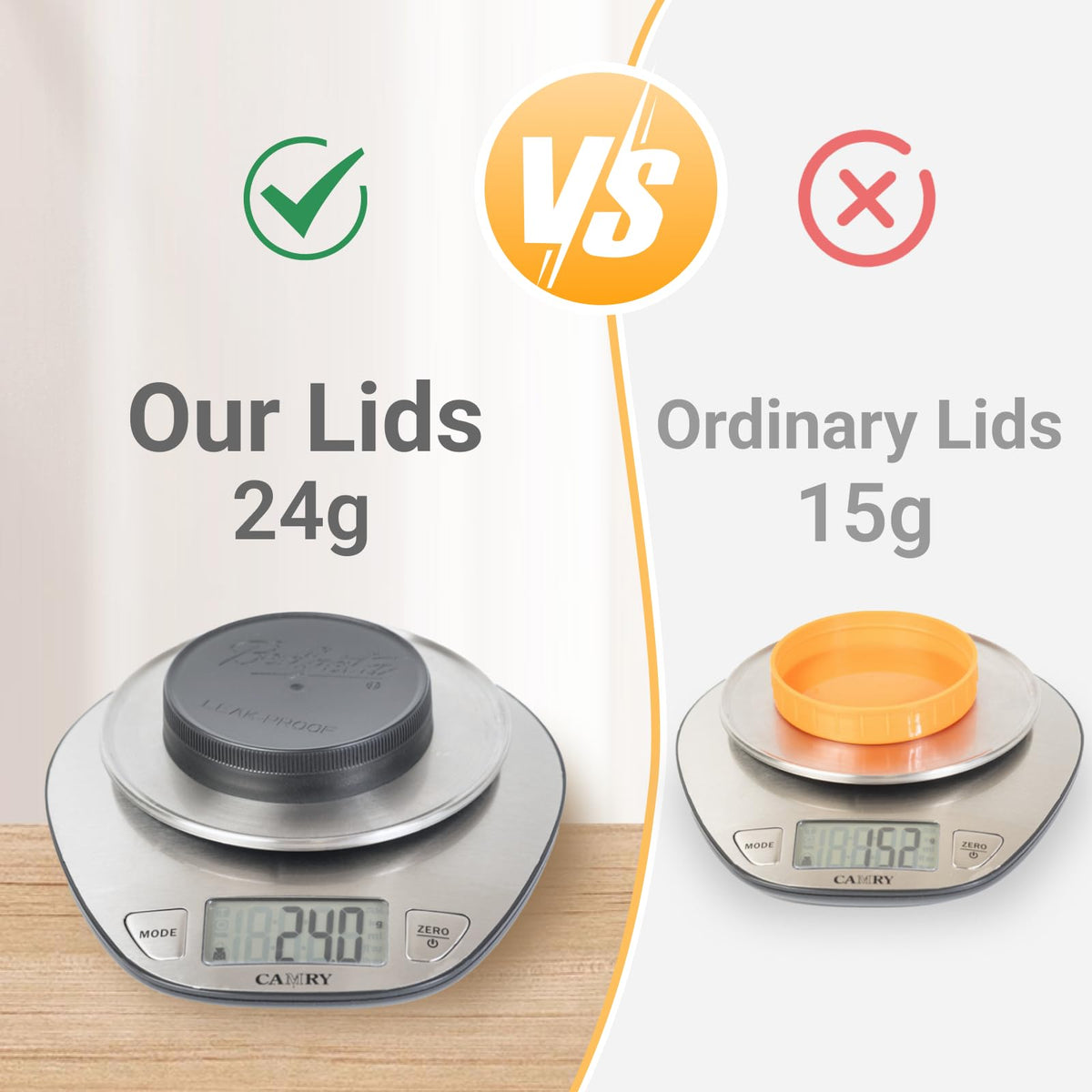 Yodecy clear glass jars with graduation marks for portions.