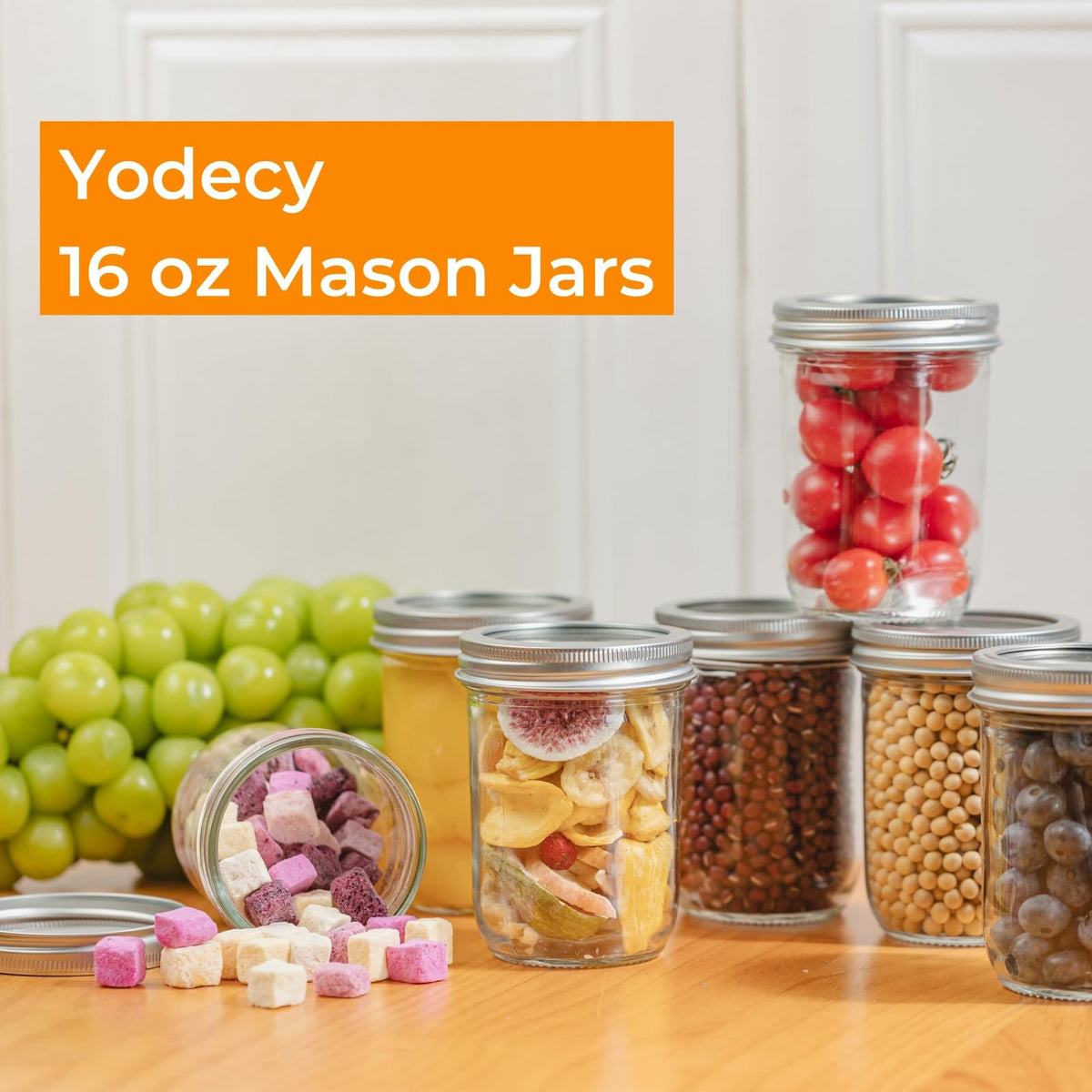 Yodecy silver lids for mason jars ensure airtight freshness and long-lasting storage.