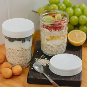 Yodecy wide-mouth mason jar clear glass for visible food organization and easy access.