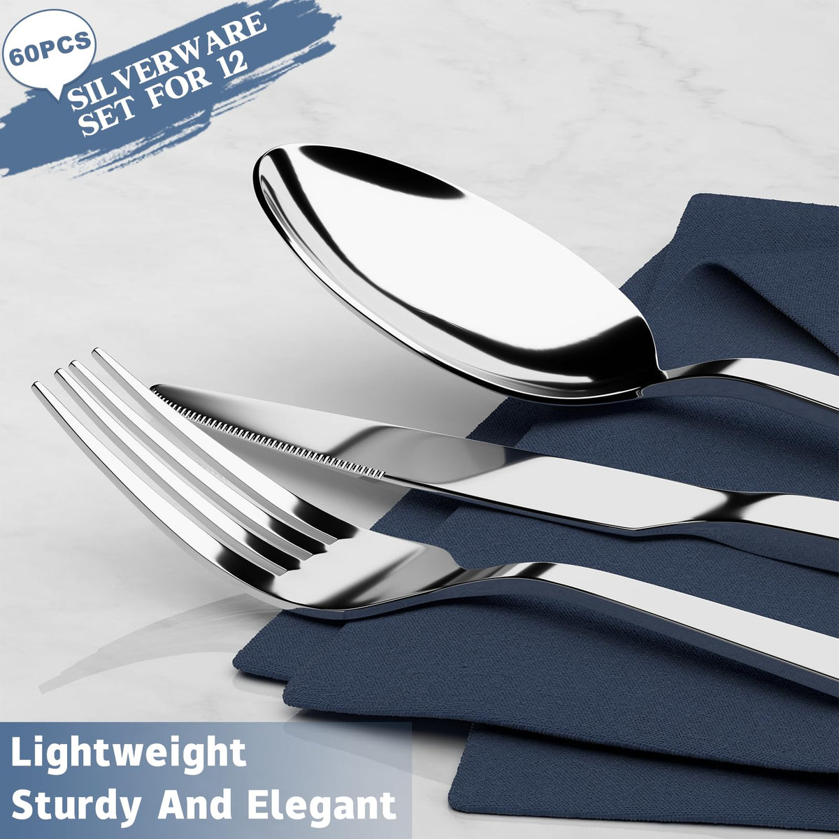 Yoehka dinner forks from a durable 60-piece set, ideal for family meals