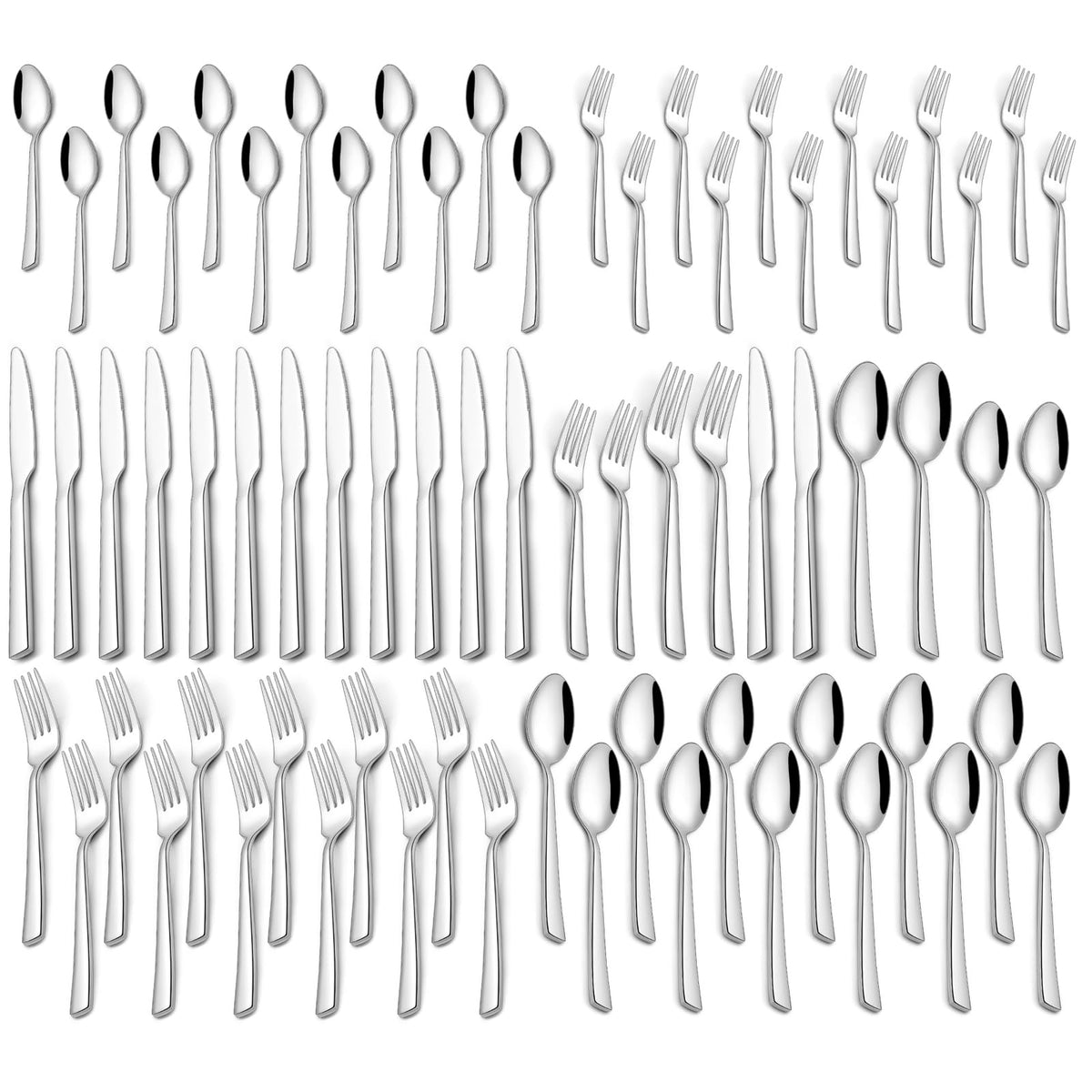 Yoehka dinner spoons in a mirror-polished 60-piece set for 12 guests
