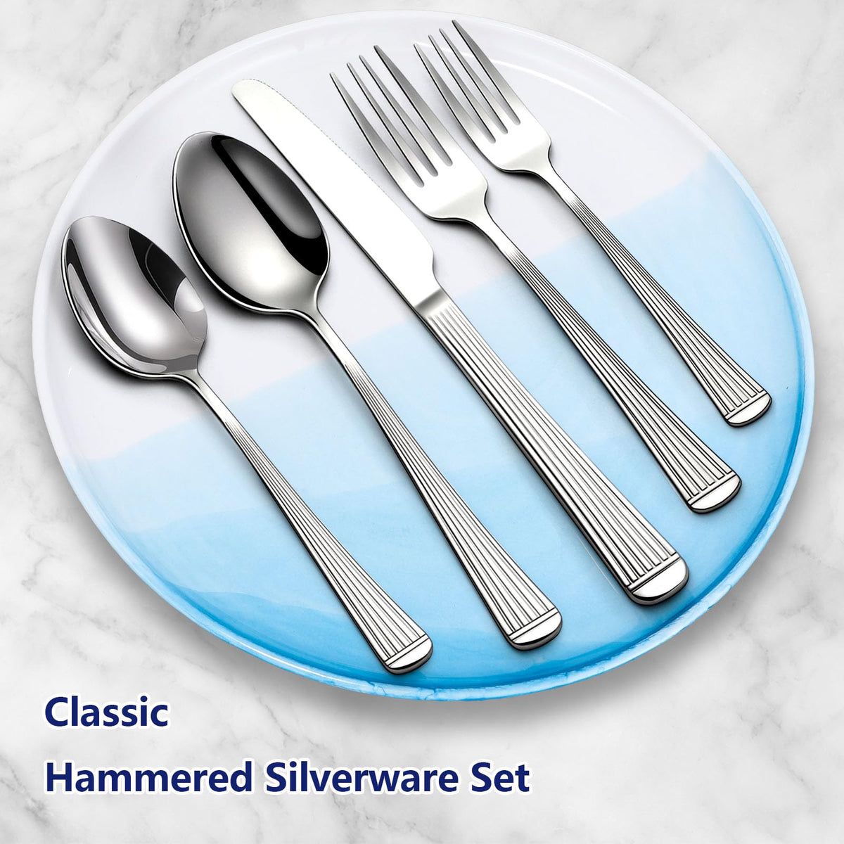 Yoehka hammered silverware set 12 dinner knives with sturdy stainless steel for reliable dining.