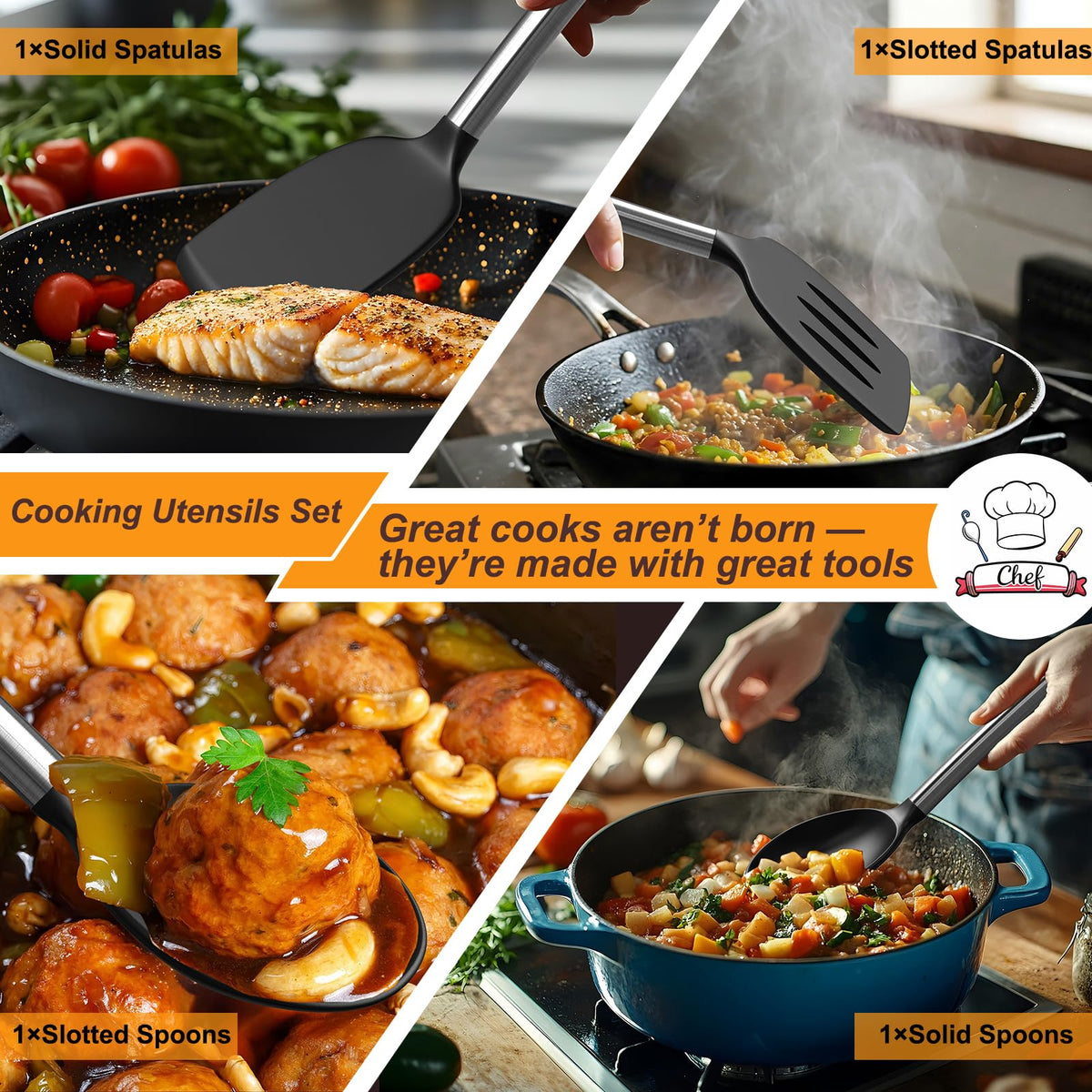 Yoehka heat-resistant silicone utensils endure high-heat cooking