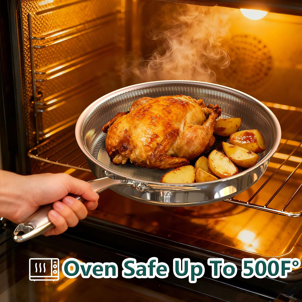 Yoehka oven-safe cookware up to 500°F for finishing dishes