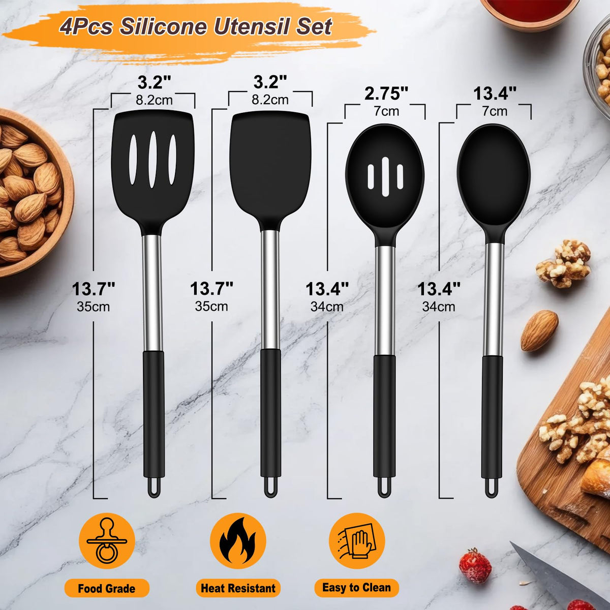 Yoehka silicone slotted spoon for draining sauces without scratches