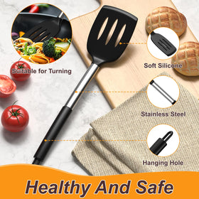 Yoehka silicone slotted turner for gentle flipping of delicate foods