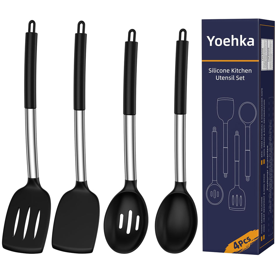 Yoehka silicone solid spoon for smooth stirring on nonstick cookware
