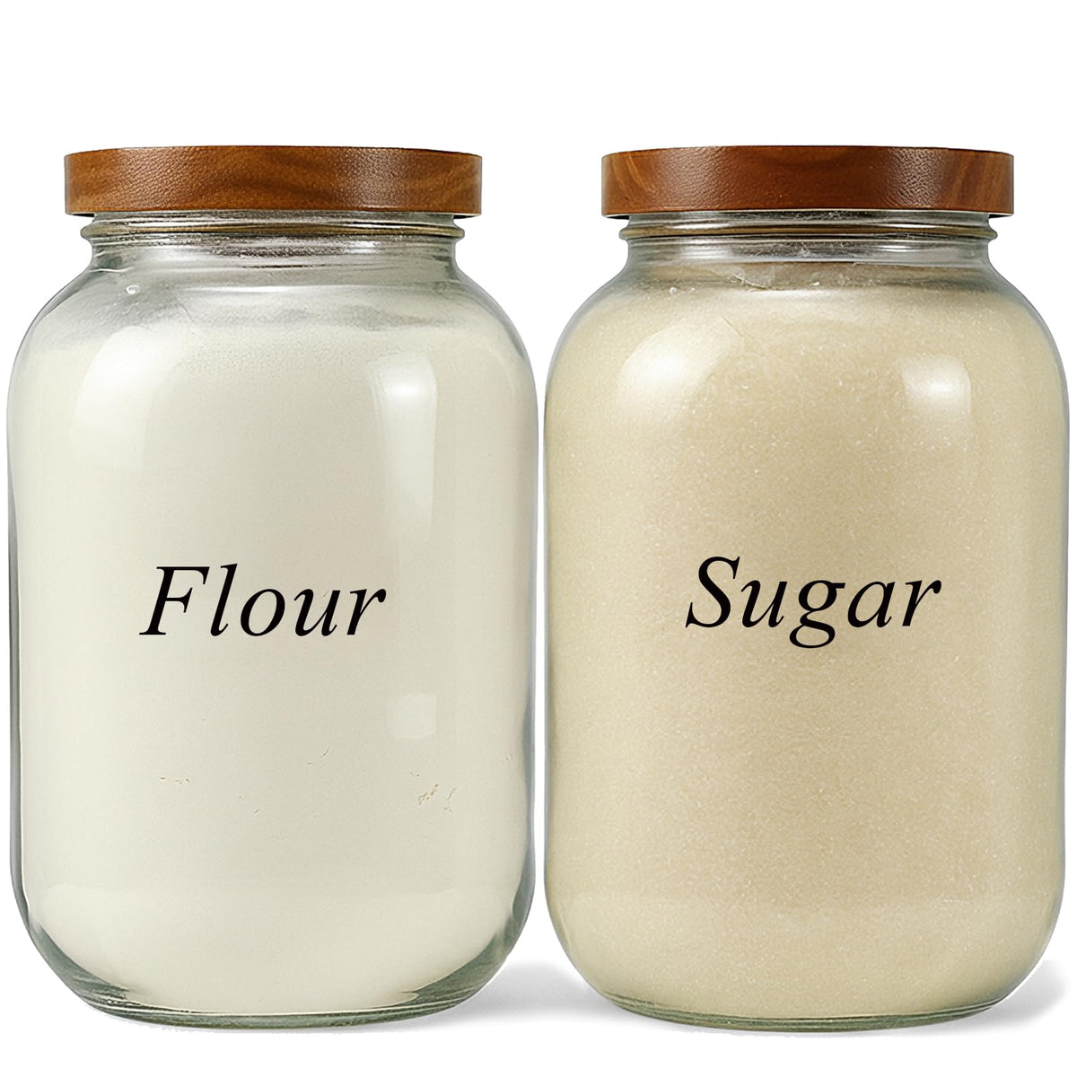 YoenKtss glass storage jars with acacia lid for pantry organization and freshness.