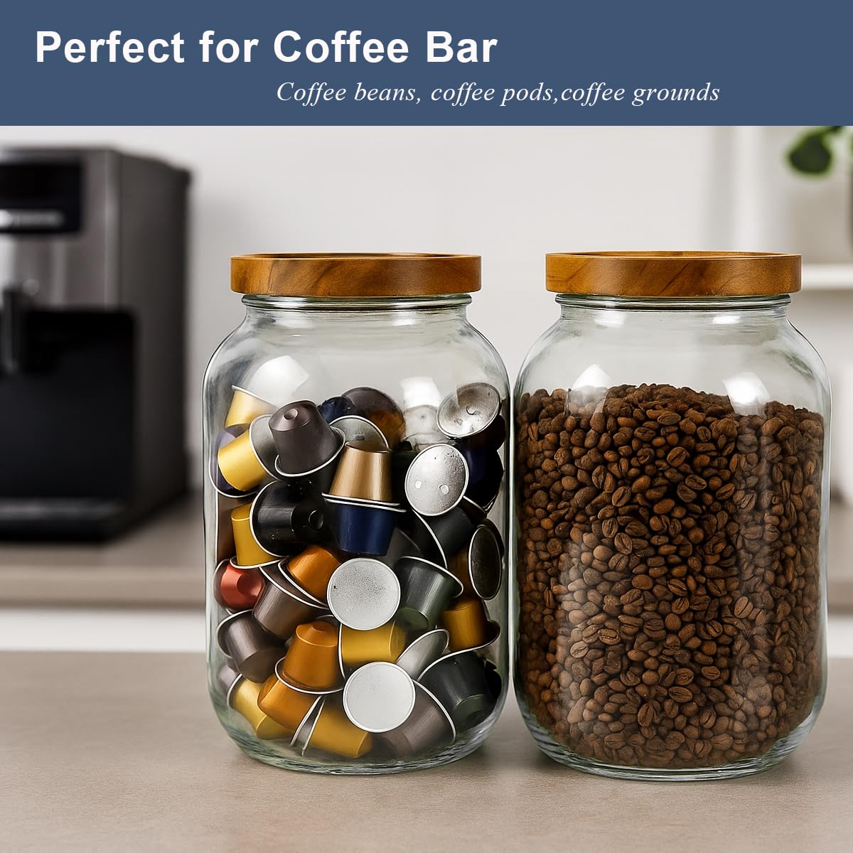 YoenKtss glass jar with silicone-seal lid keeps contents airtight and easy to clean.