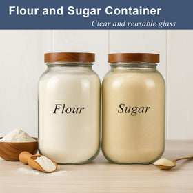 YoenKtss wide-mouth 128oz glass jar ideal for bulk flour, sugar and grains.