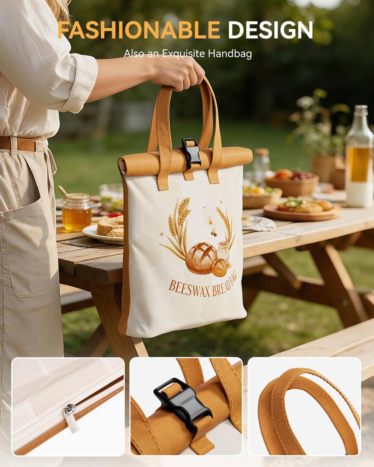 Yofidra Beeswax Bread Bag large capacity for various loaf sizes