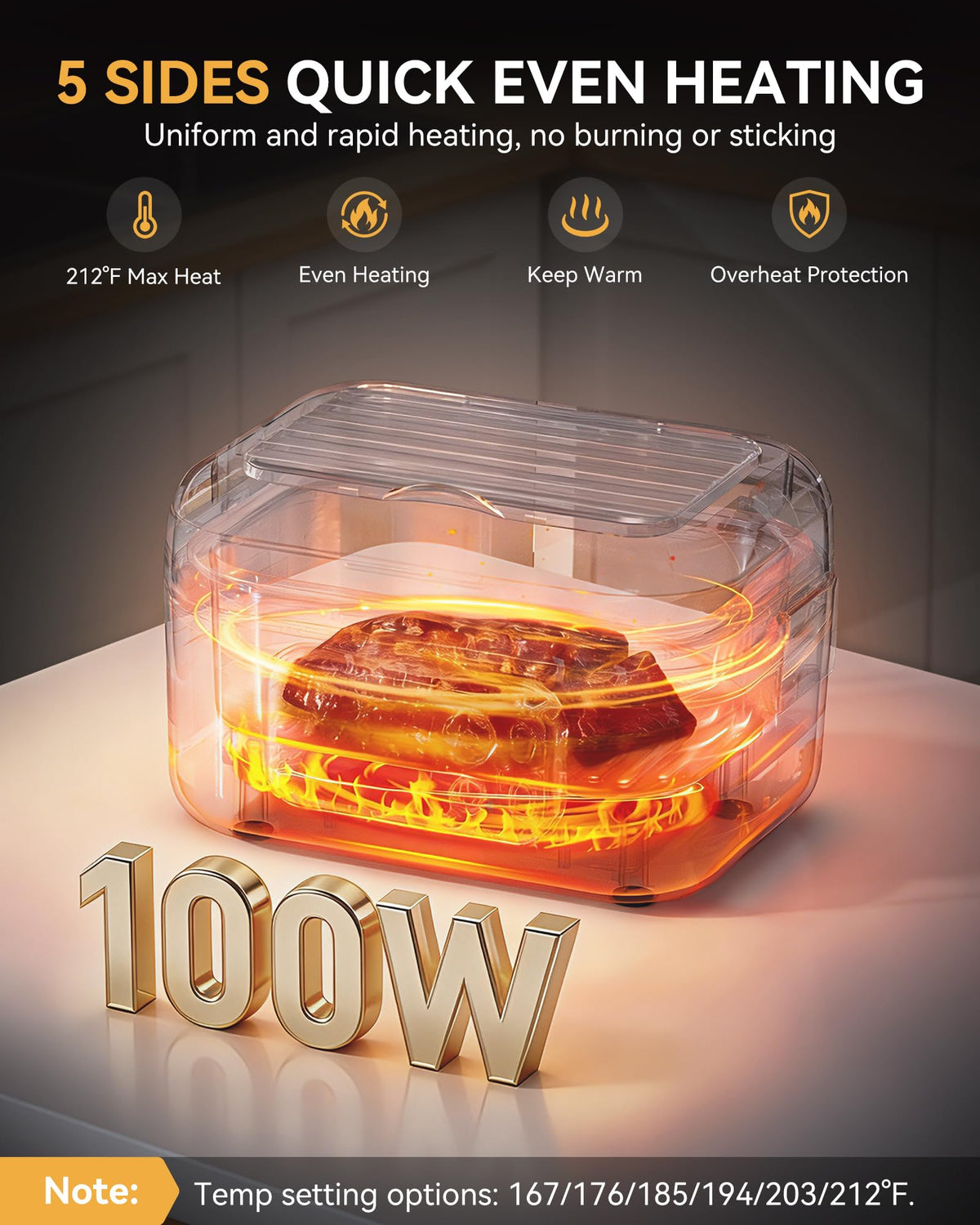 Yofidra heated lunch box interior container with 6.3 cup capacity for hearty meals.
