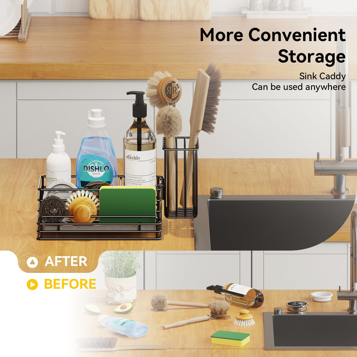 Yofidra sponge and plug area keeps small items neatly stored.