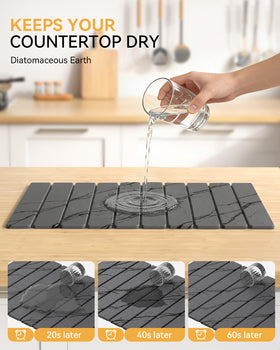Yofidra grey marble pattern stone mat adds style while keeping surfaces dry.
