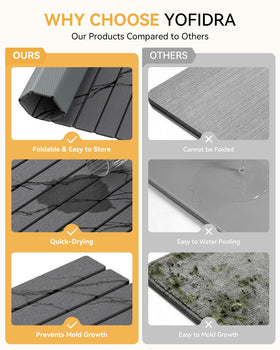 Yofidra mat with non-slip EVA backing stays firmly in place.