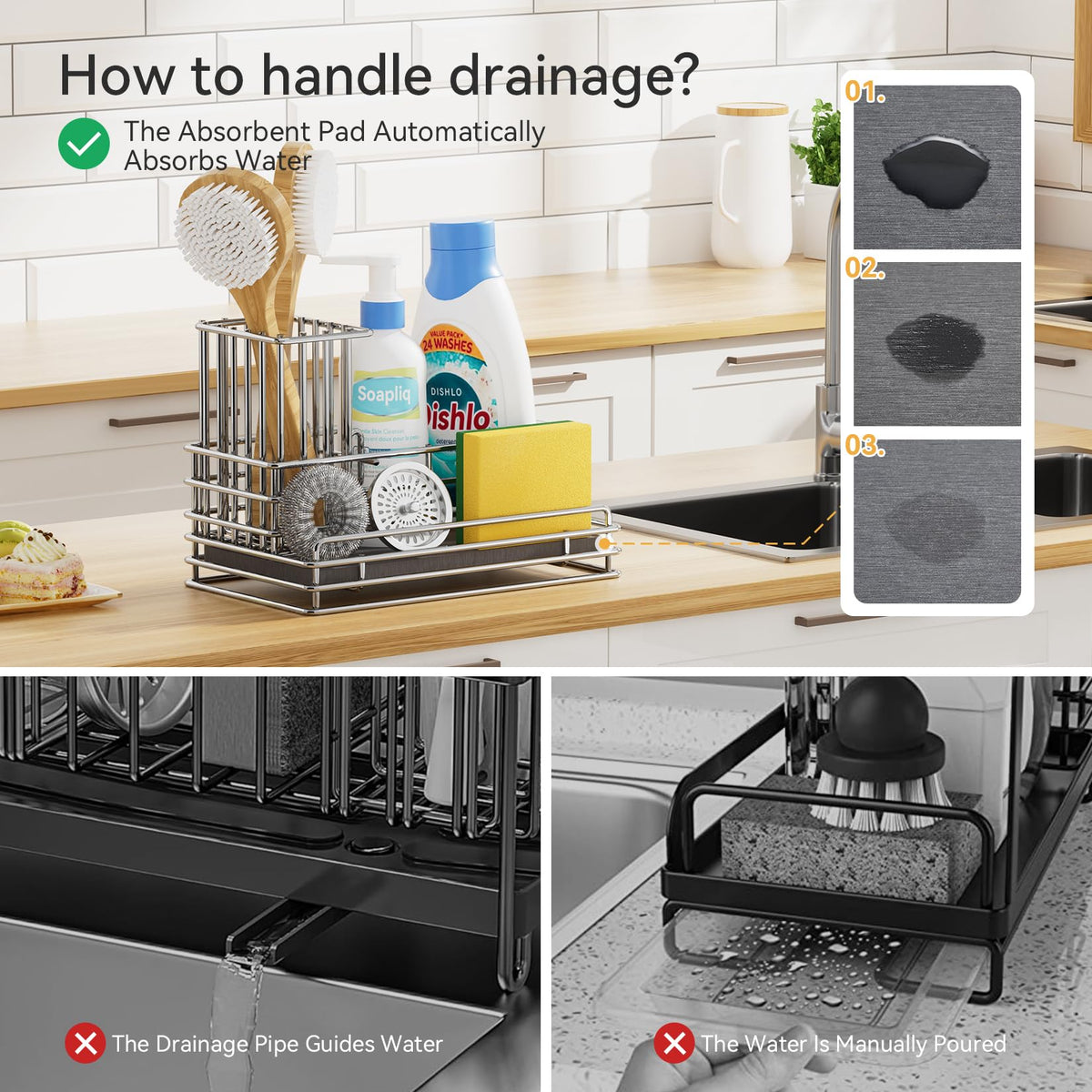 Yofidra sink caddy diatomaceous earth pad dries items quickly.