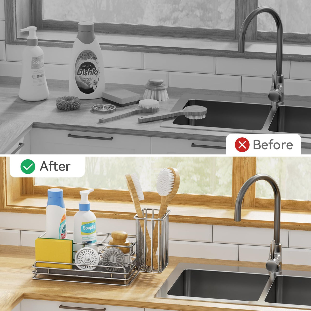 Yofidra sink caddy no-install storage for kitchen or bathroom.