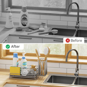 Yofidra sink caddy no-install storage for kitchen or bathroom.