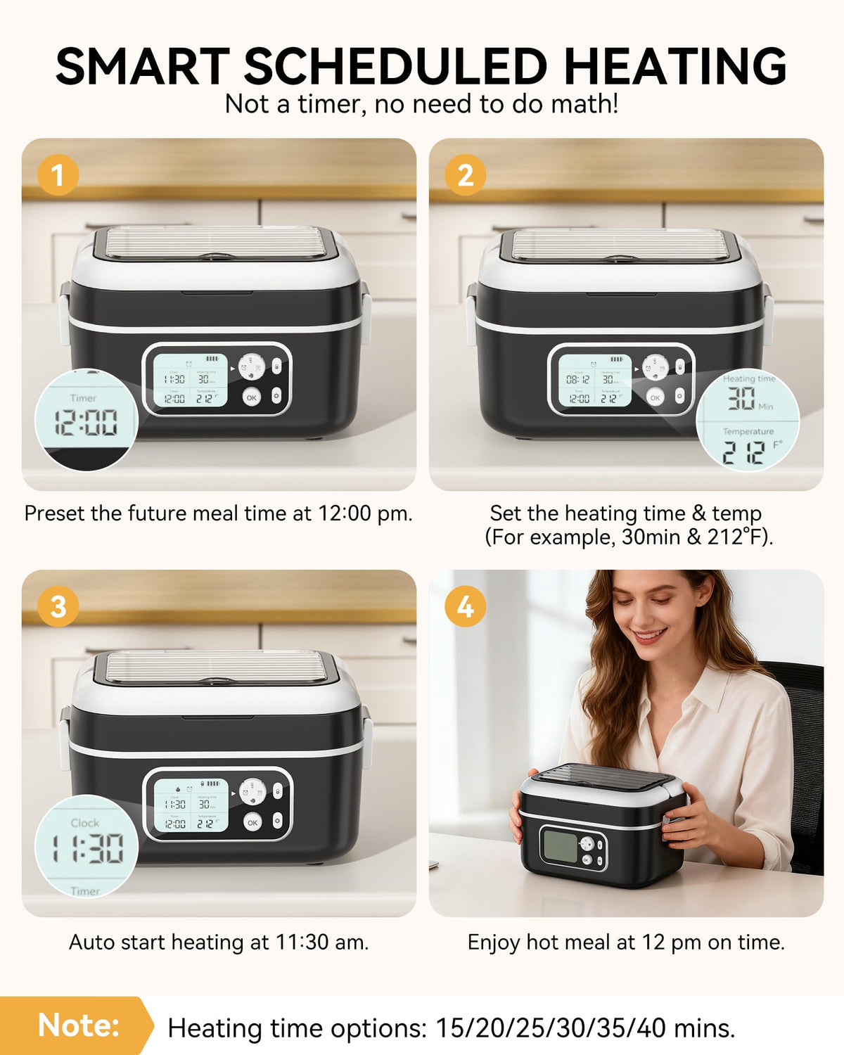 Yofidra smart reservation display lets you preheat to meal time.
