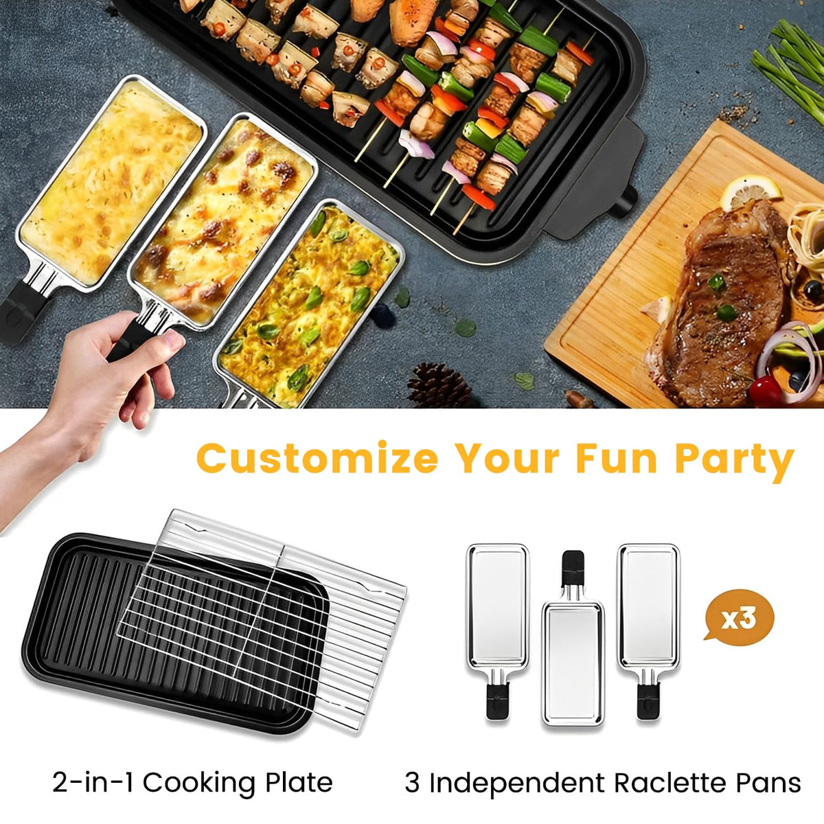 YOHAWJAN removable-non-stick-plates simplify cleanup after cooking.