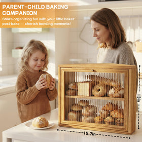 Yoimori transparent acrylic window lets you check bread supply without opening the box.
