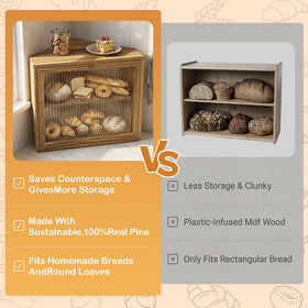 Yoimori bread box with magnetic latch provides a dust-resistant seal and one-handed access.