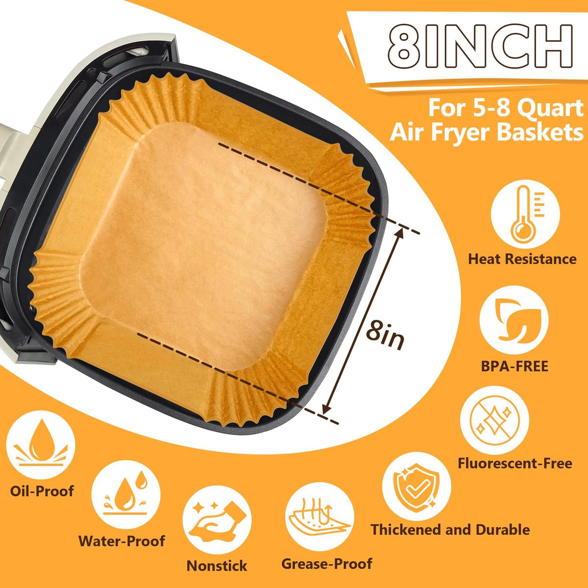 YOISDJL air fryer liner inside the fryer for mess-free cooking