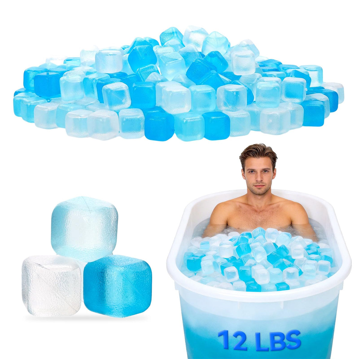 YOIUSFR 12LBS reusable ice cubes pack in packaging, BPA-free and ready for refreezing.