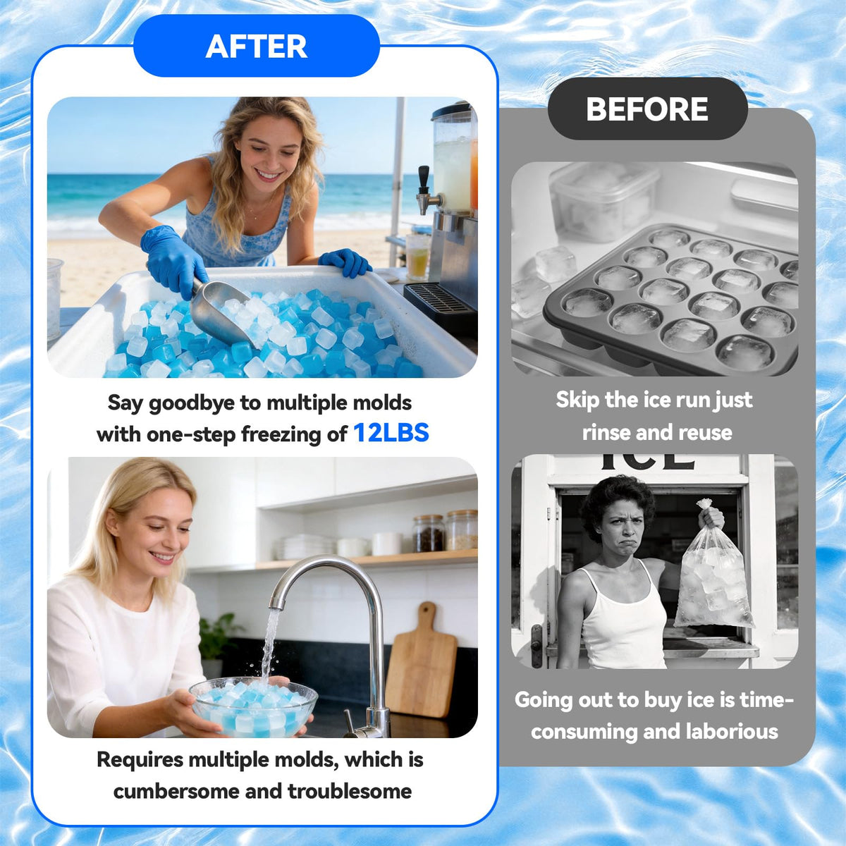 YOIUSFR BPA-free plastic ice cubes for safe, durable cooling.