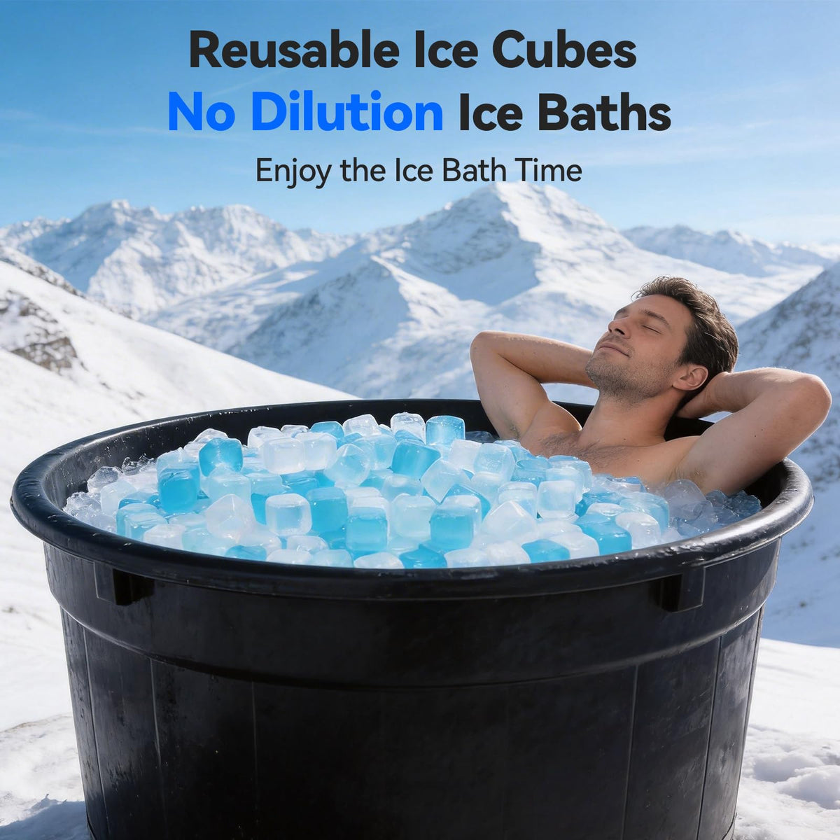 YOIUSFR 12LBS cubes chilling in an ice bath for recovery sessions.