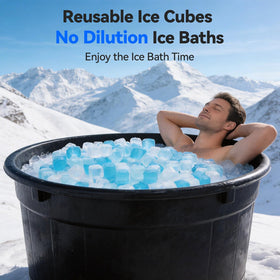 YOIUSFR 12LBS cubes chilling in an ice bath for recovery sessions.