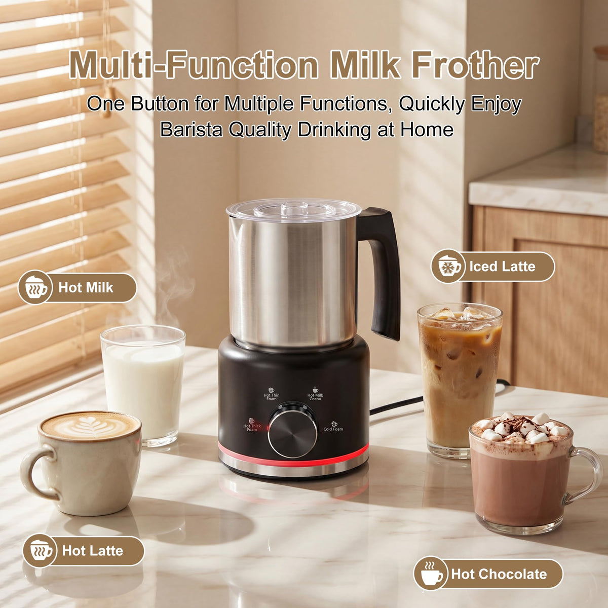 Compact, dishwasher-safe design from Yoldcew fits busy kitchen counters.