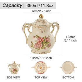 YOLIFE ceramic creamer pitcher with pink rose edge, easy pouring