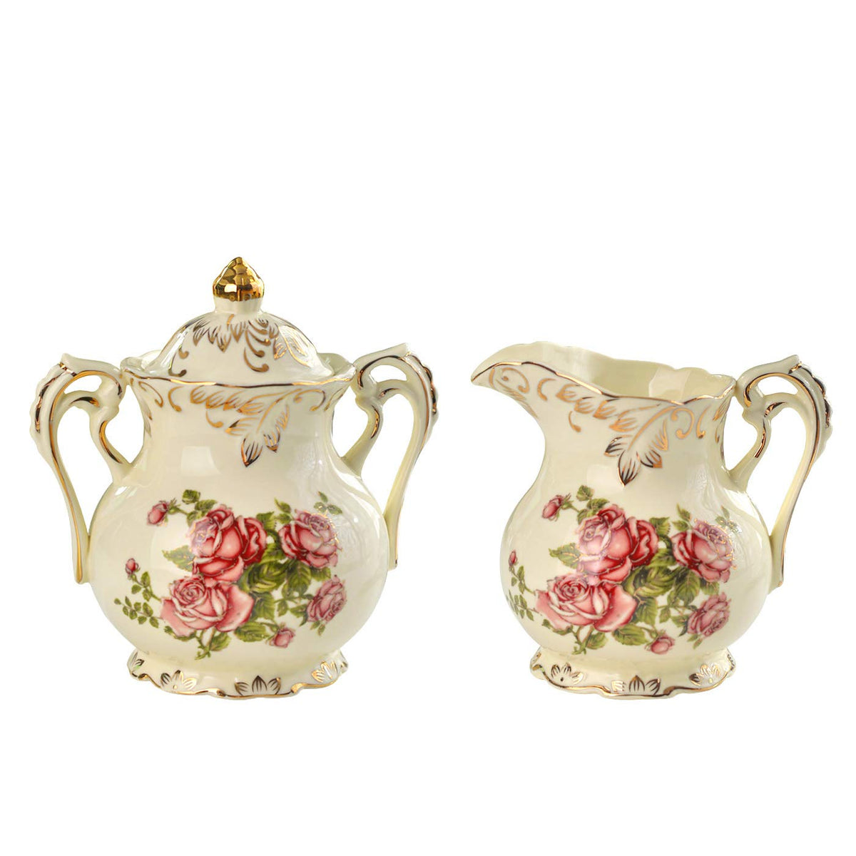 YOLIFE ceramic sugar bowl with pink rose edge, ideal for elegant tea service