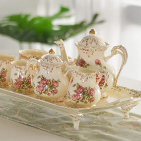 YOLIFE teacups paired with sugar creamer and sugar bowl