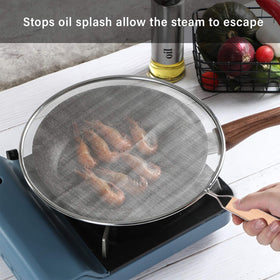 YOLOPLUS+ stainless steel mesh splatter screen for durable kitchen use