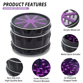 YOLOZAI aluminium grinder teeth close-up for consistent texture when grinding