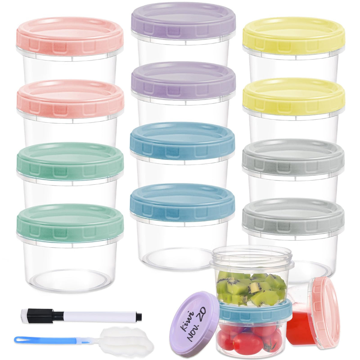 Yomarket 8oz containers with lids for organized, portable snacks.
