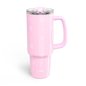 YOME 40 oz Bow Pink tumbler with handle, easy carry for workouts and commutes