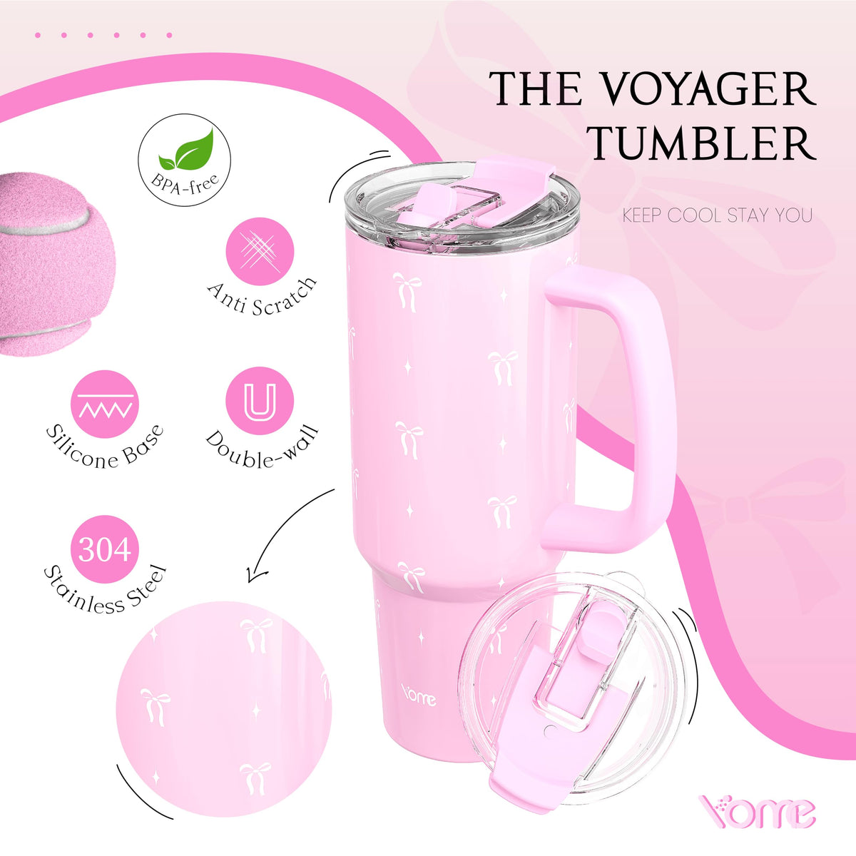 YOME non-slip silicone base protects surfaces and reduces noise