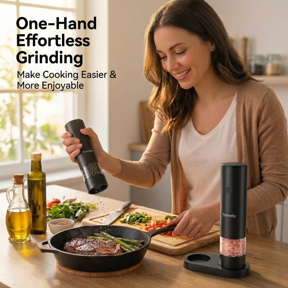 Yomety ceramic grinding mechanism with adjustable coarseness for precise control