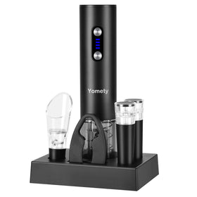 Yomety electric wine opener base on a stylish countertop for quick uncorking